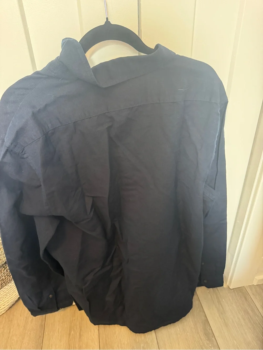 Banana Republic Men's Slim Linen-Blend Shirt in Navy Blue